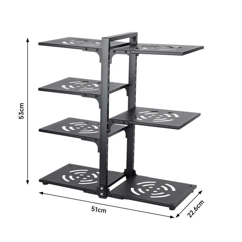 Multi-Tier Height-Adjustable Kitchen Pan Organizer Rack 180-degree Open Access