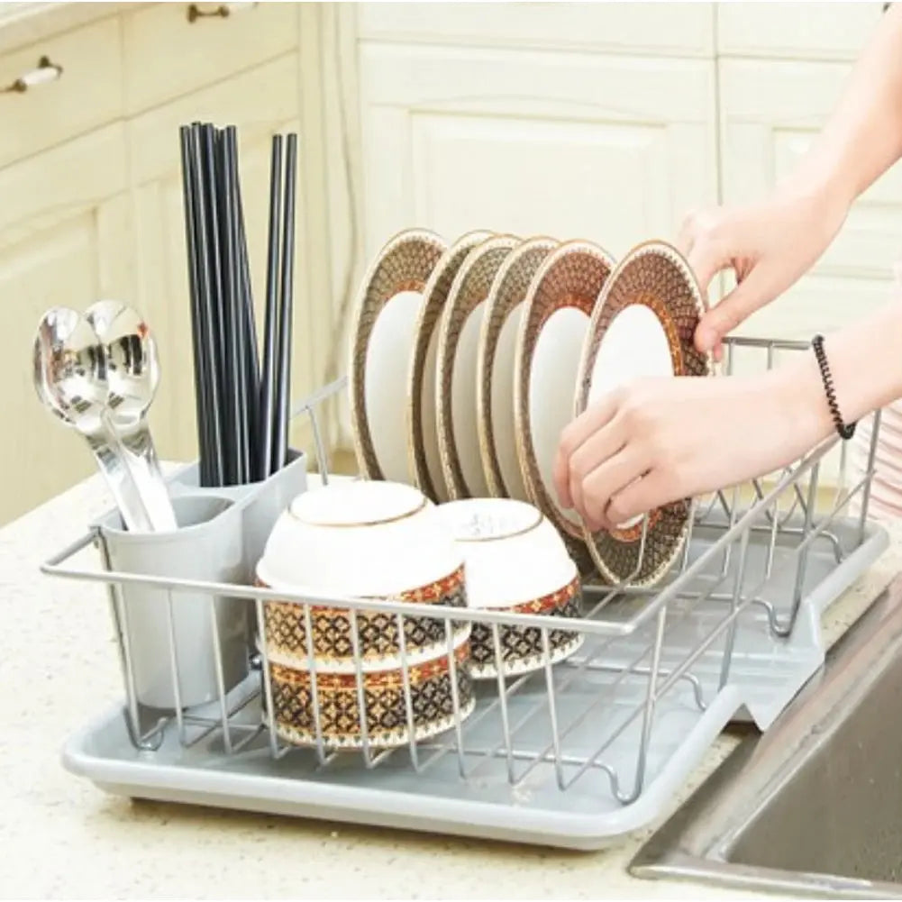 Metal Dish Drying Rack Dish Drainer Rack with a Removable Tray