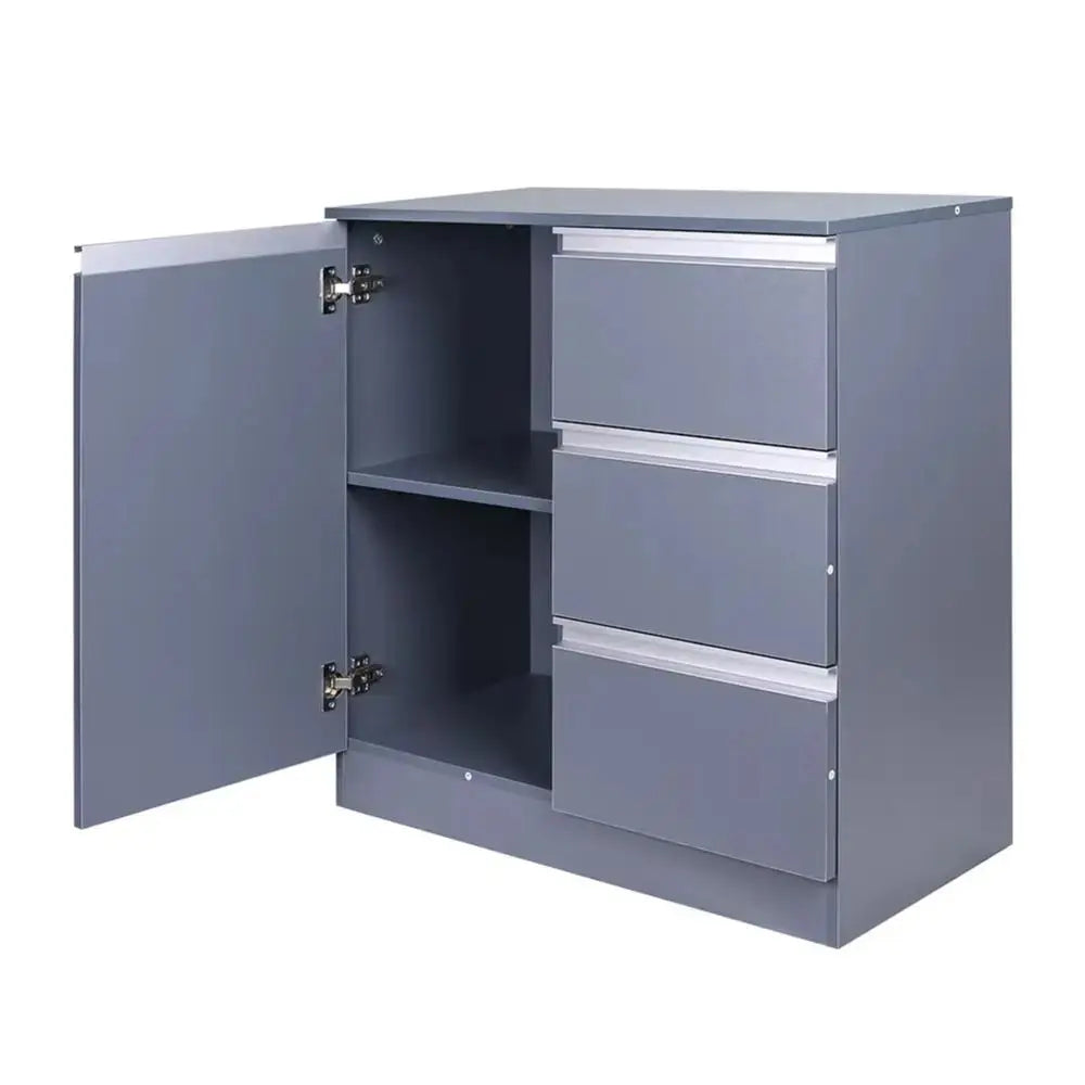 Grey 80cm Sideboard Cabinet with 3 Drawers