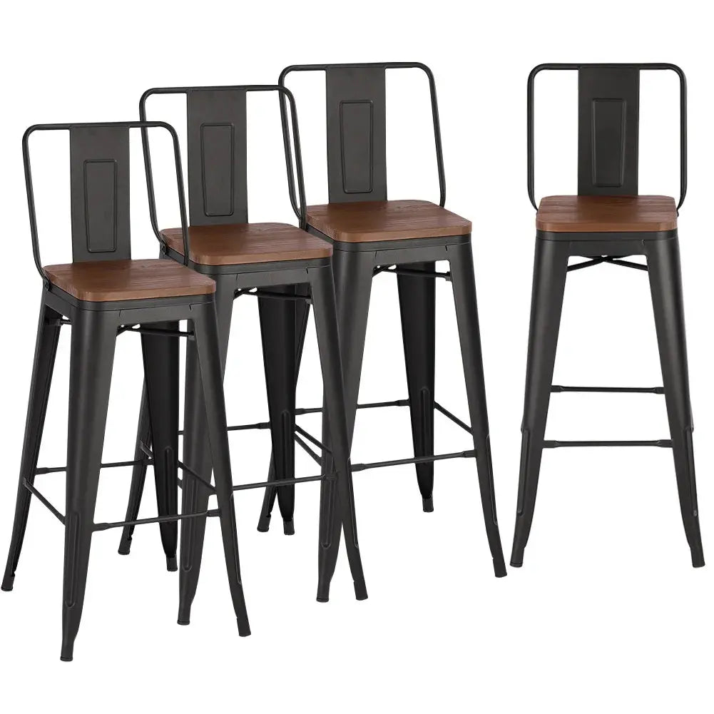 Set of 4 Metal Frame Vintage High Bar Stool Furnish Wise