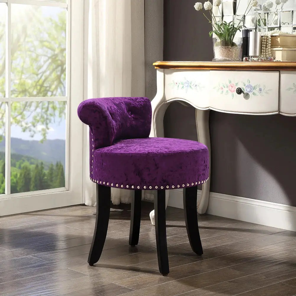 Crushed Velvet Dressing Chair with Studded Edge Furnish Wise