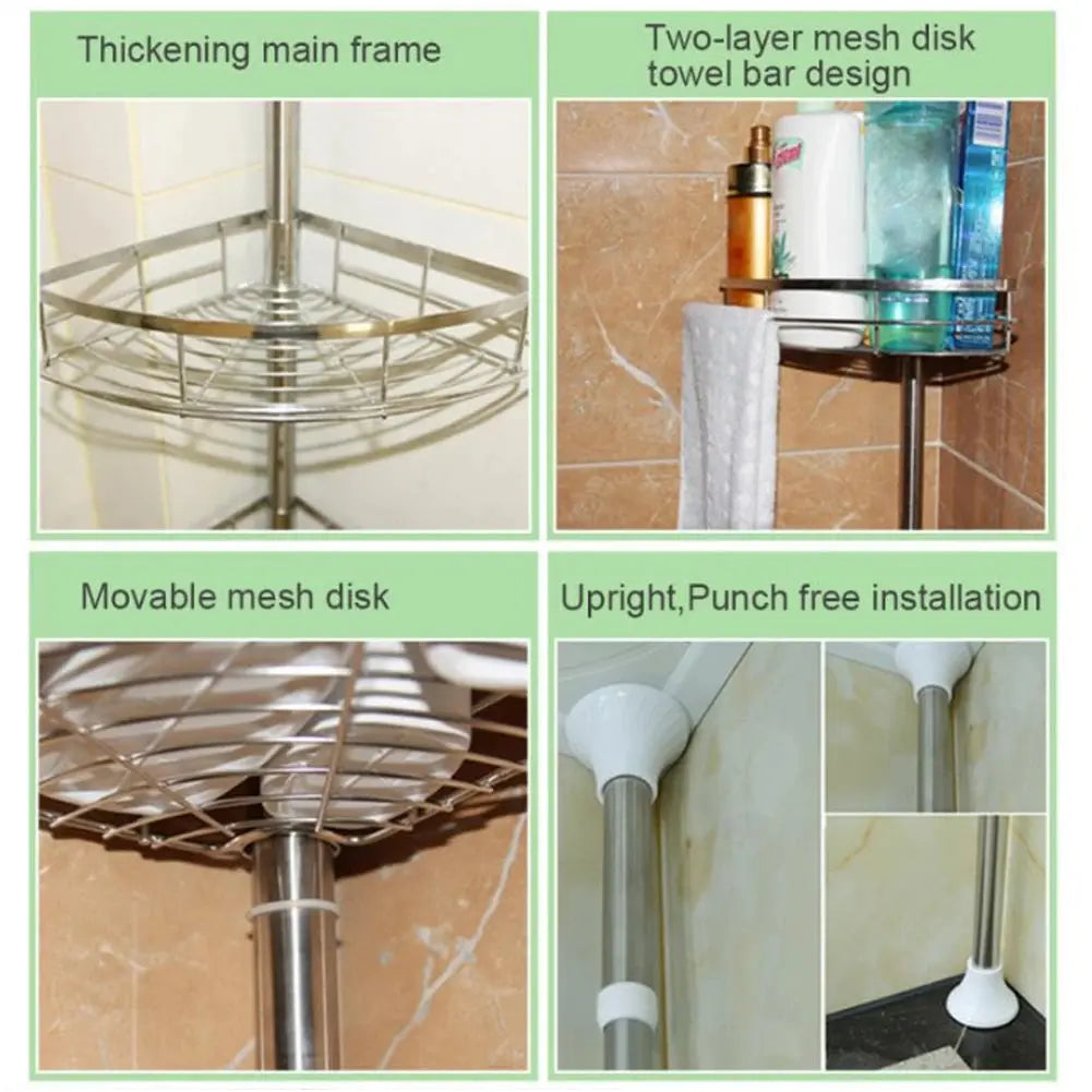 4 Tier Telescopic Bathroom Corner Shelf Shower Organizer Caddy
