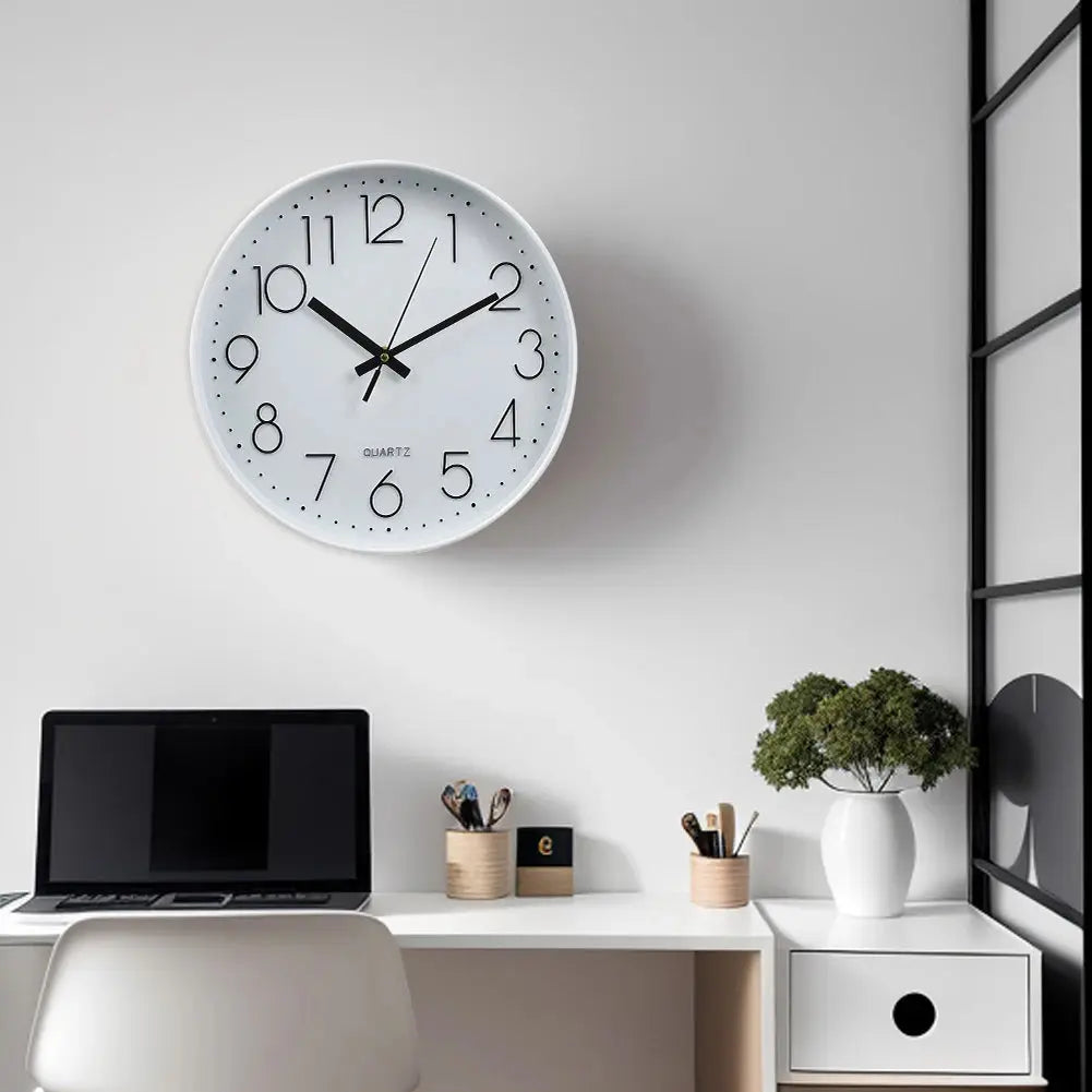 12 Inch Non-Ticking Battery Operated Wall Clock Furnish Wise