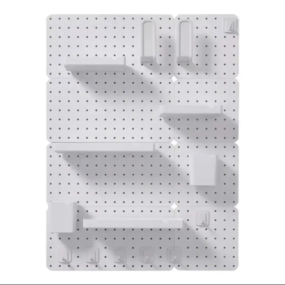 White Pegboard Wall Bathroom Storage Rack