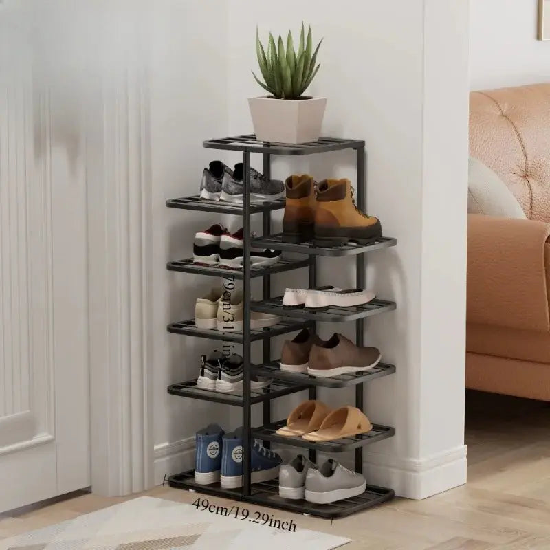Large Capacity Interlocking Multi-Layer Wrought Iron Shoe Rack Minimalist Entryway Storage Shelf For Small Apartment Furnish Wise