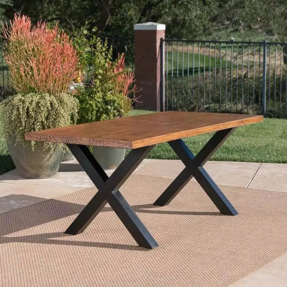 Set of 2 Metal Table Bench Legs Frames X-Shape Steel Base Stands
