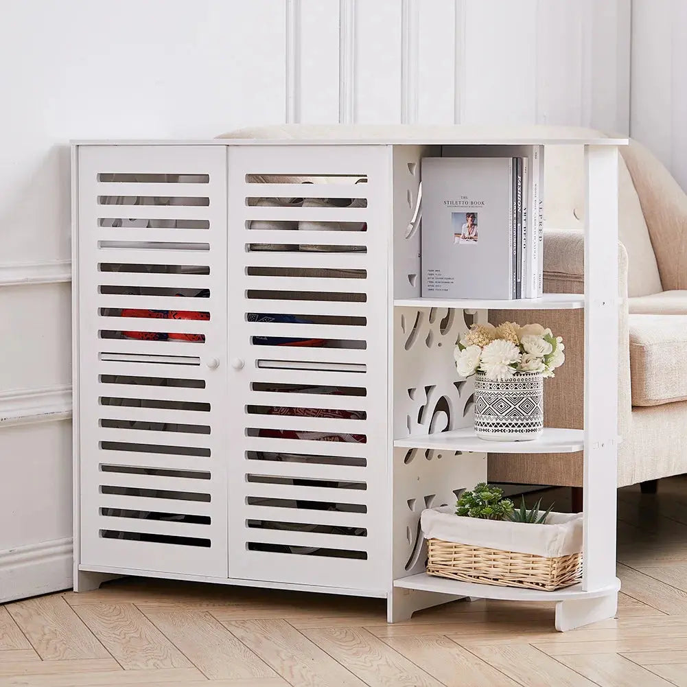4 Tier Shoes Cabinet with Side Storage Shelf Furnish Wise
