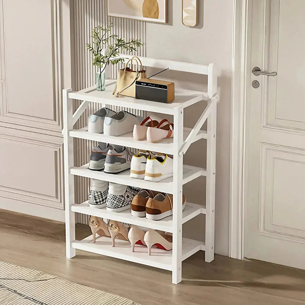 Foldable 5-Tier Bamboo Shoe Rack