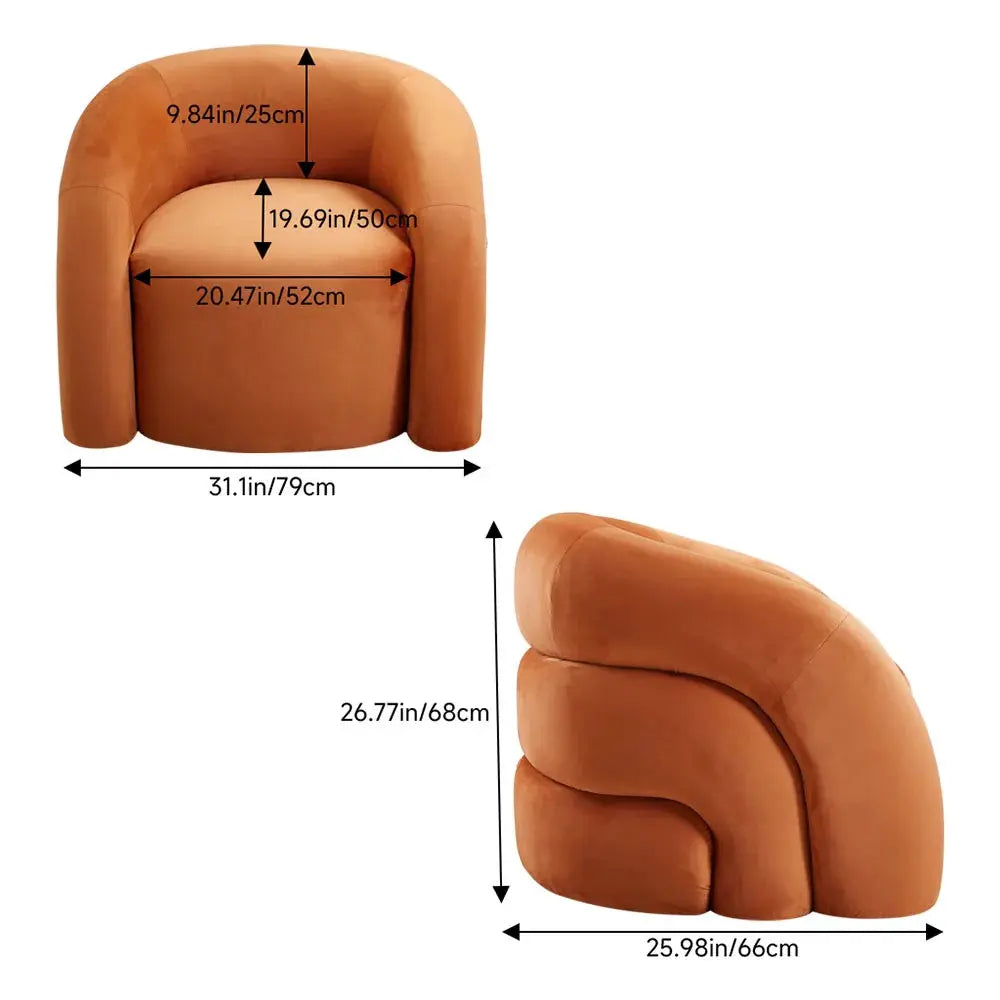 Nordic Velvet Upholstered Curved Armchair