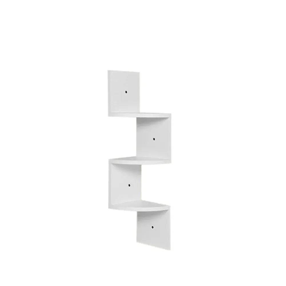 Wooden Zigzag Floating Corner Shelves Multi-Tier White