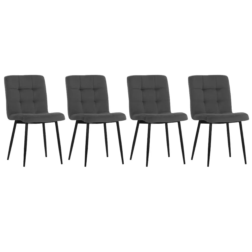 Set of 4 Matte Velvet Padded Dining Chairs Furnish Wise