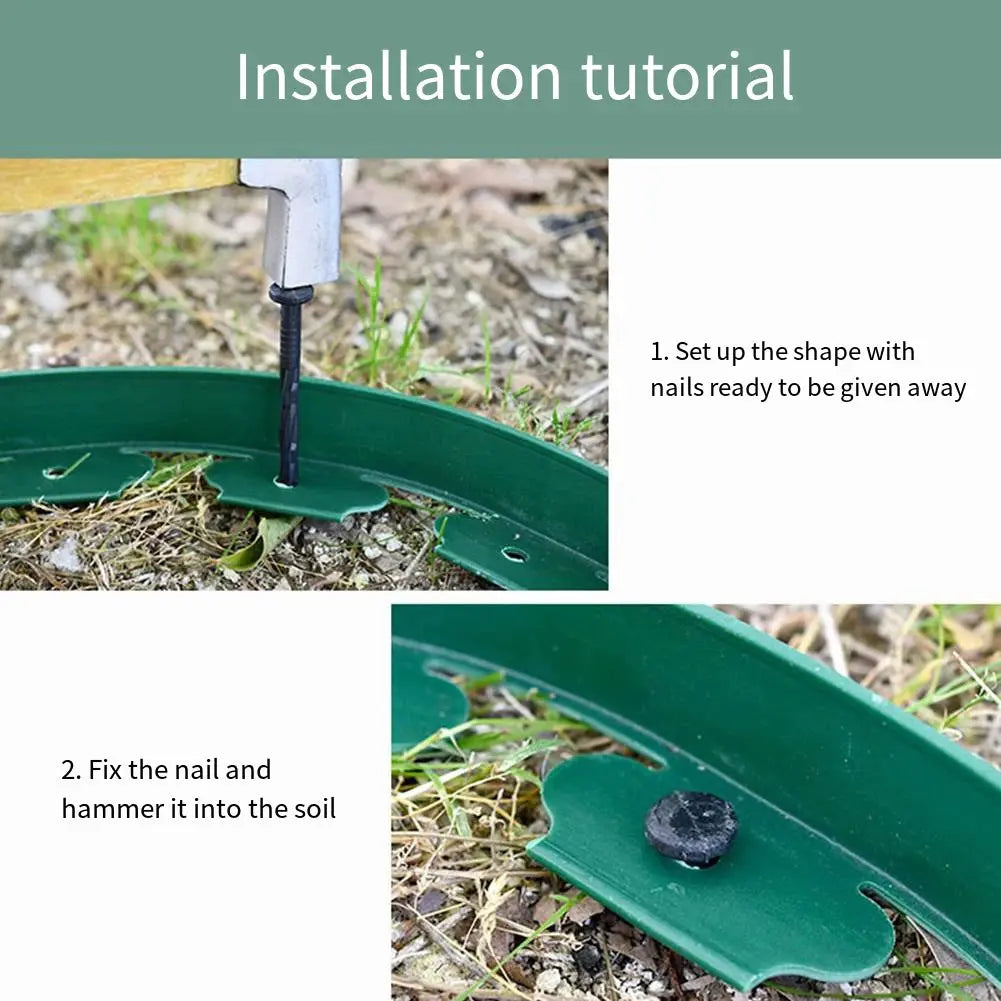 No-Dig L-Shaped Garden Edging with 30 Ground Pegs