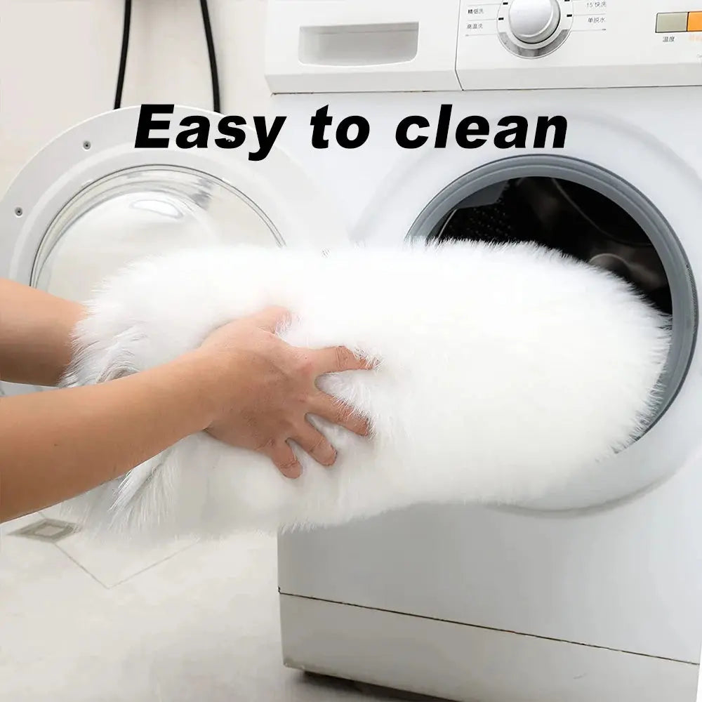 Oval Carpet Soft Fluffy Imitation Wool Area Rugs White Faux Fur Bedside Rug Grey Nordic Living Room Carpet For Bedroom Floor Mat Furnish Wise