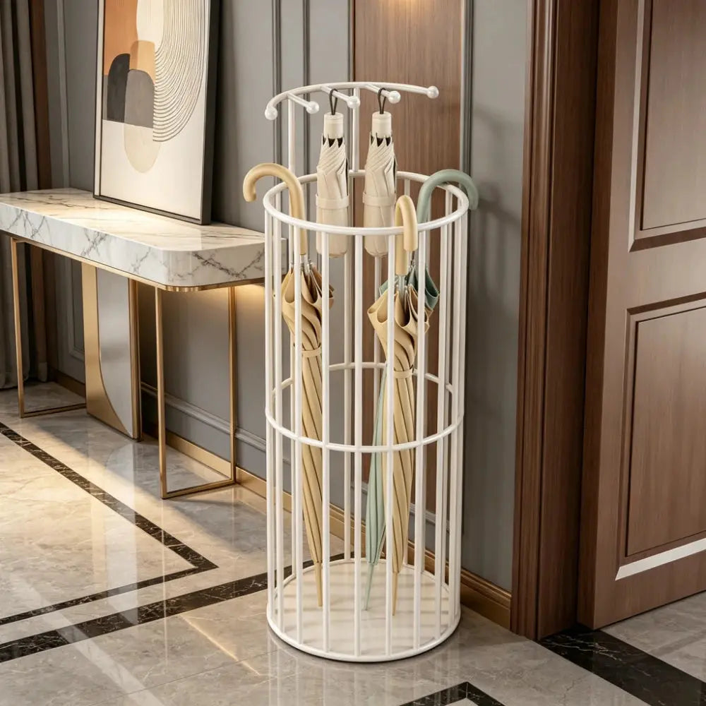 Iron Umbrella Storage Rack Circular Arc Large Capacity Rust and Wear Resistant Entrance Beach Umbrella Stands Bases Furnish Wise
