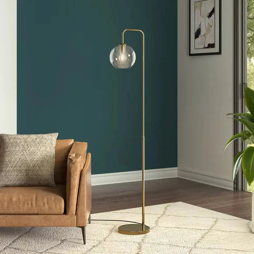 Gold Modern Arc Arm Floor Lamp Furnish Wise