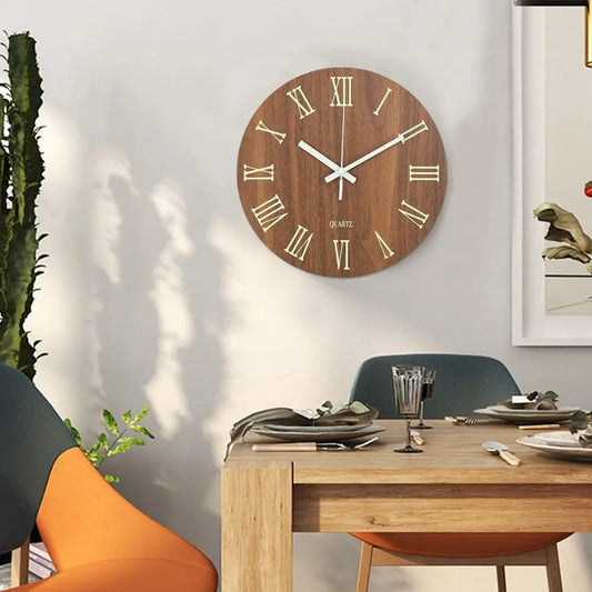 Modern Luminous Wooden Silent Wall Clock Furnish Wise