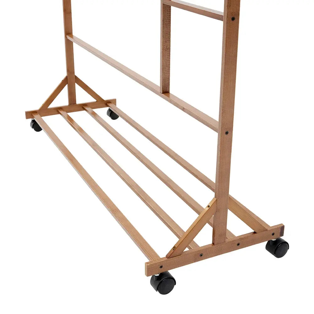 Bamboo Garment Hat Rack with Wheels
