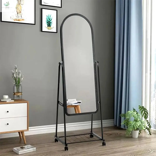 Black Full Length Rolling Mirror with Bracket Furnish Wise