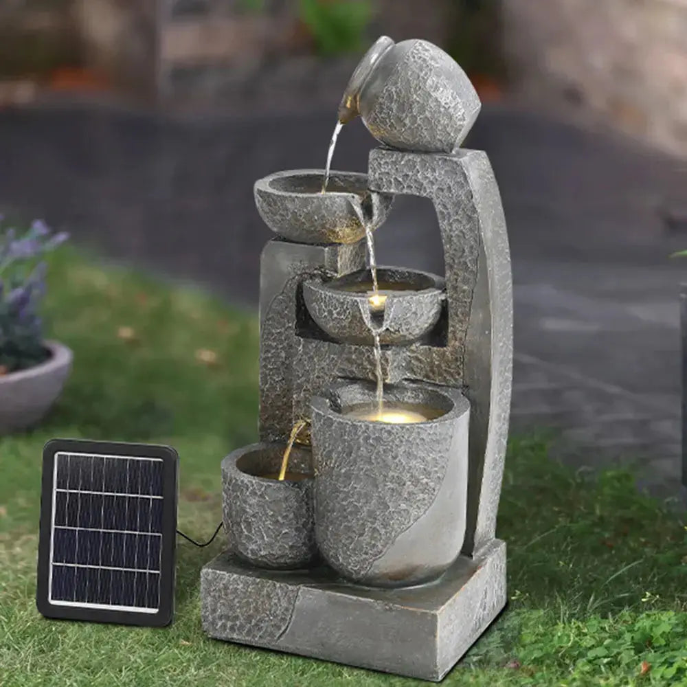 Cascade Solar-powered Water Fountain for Outdoors Gardens, Patios and Balconies Furnish Wise