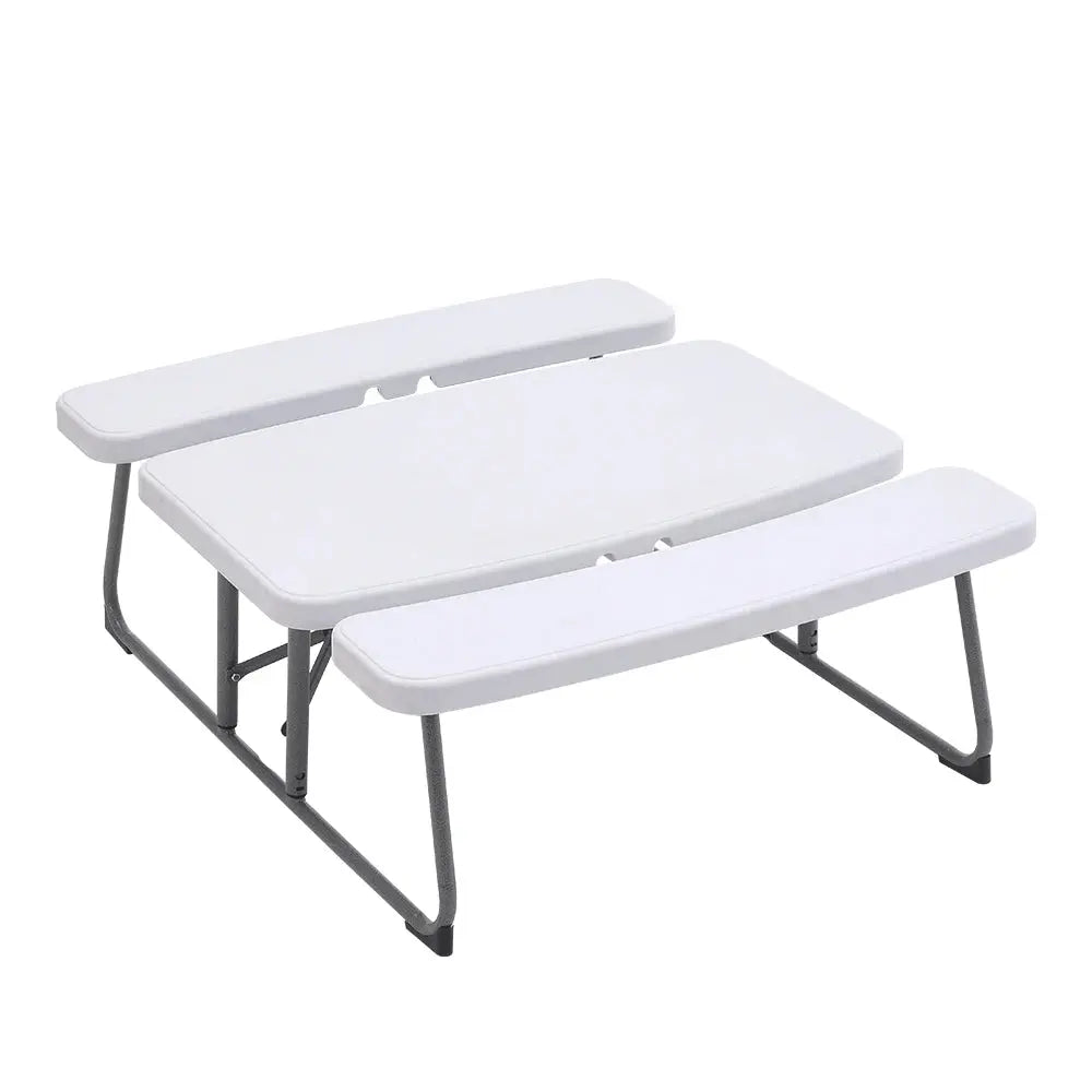 Off-White Children's Foldable Picnic Table and Bench Set 3-Piece Furnish Wise
