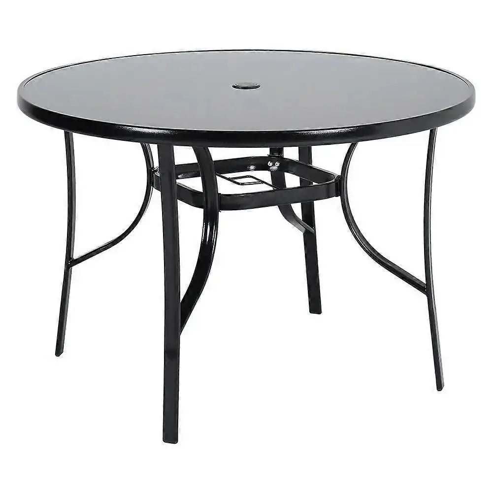 105cm Metallic and Tempered Glass Garden Table Furnish Wise