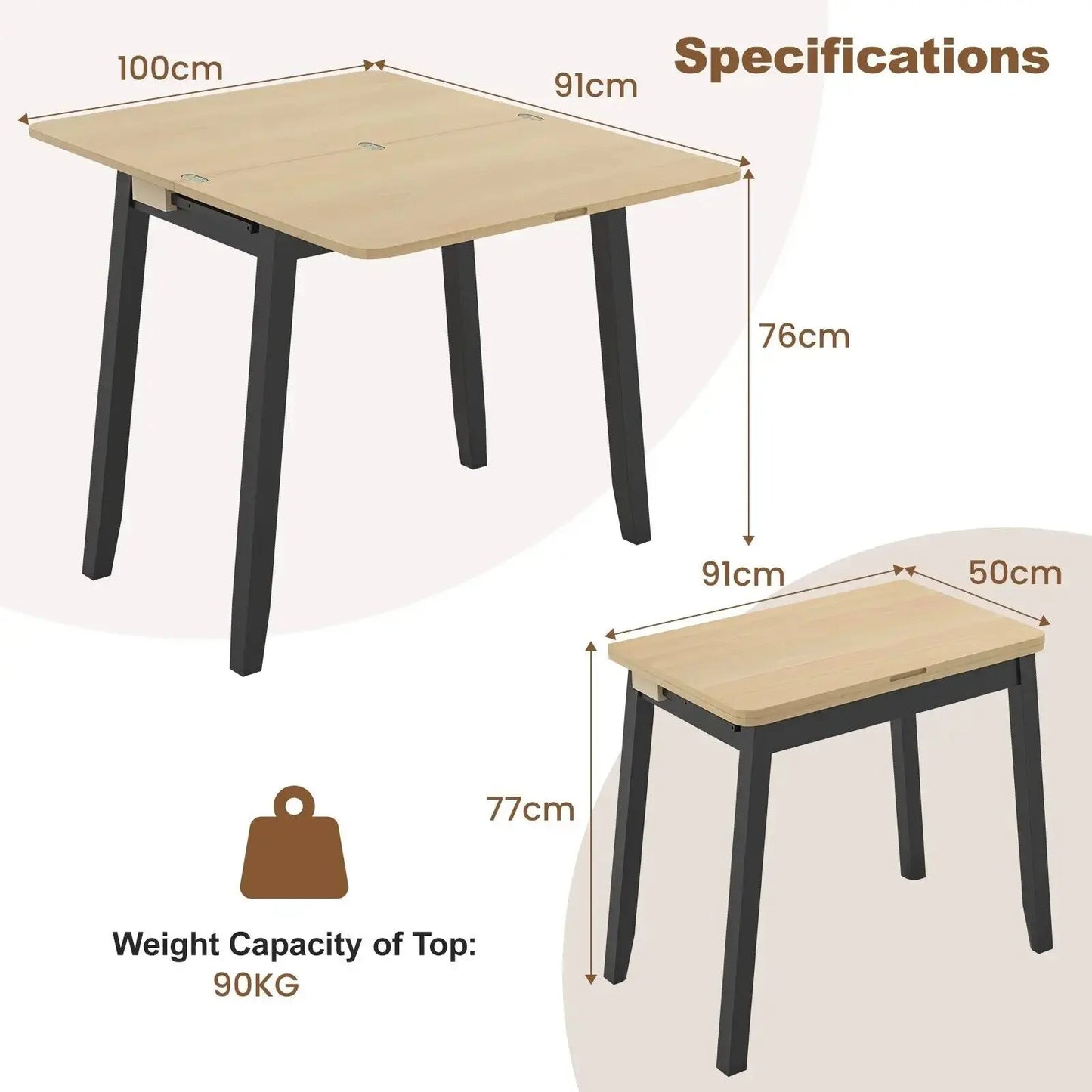 Extendable Folding Table Space-Saving Furnish Wise