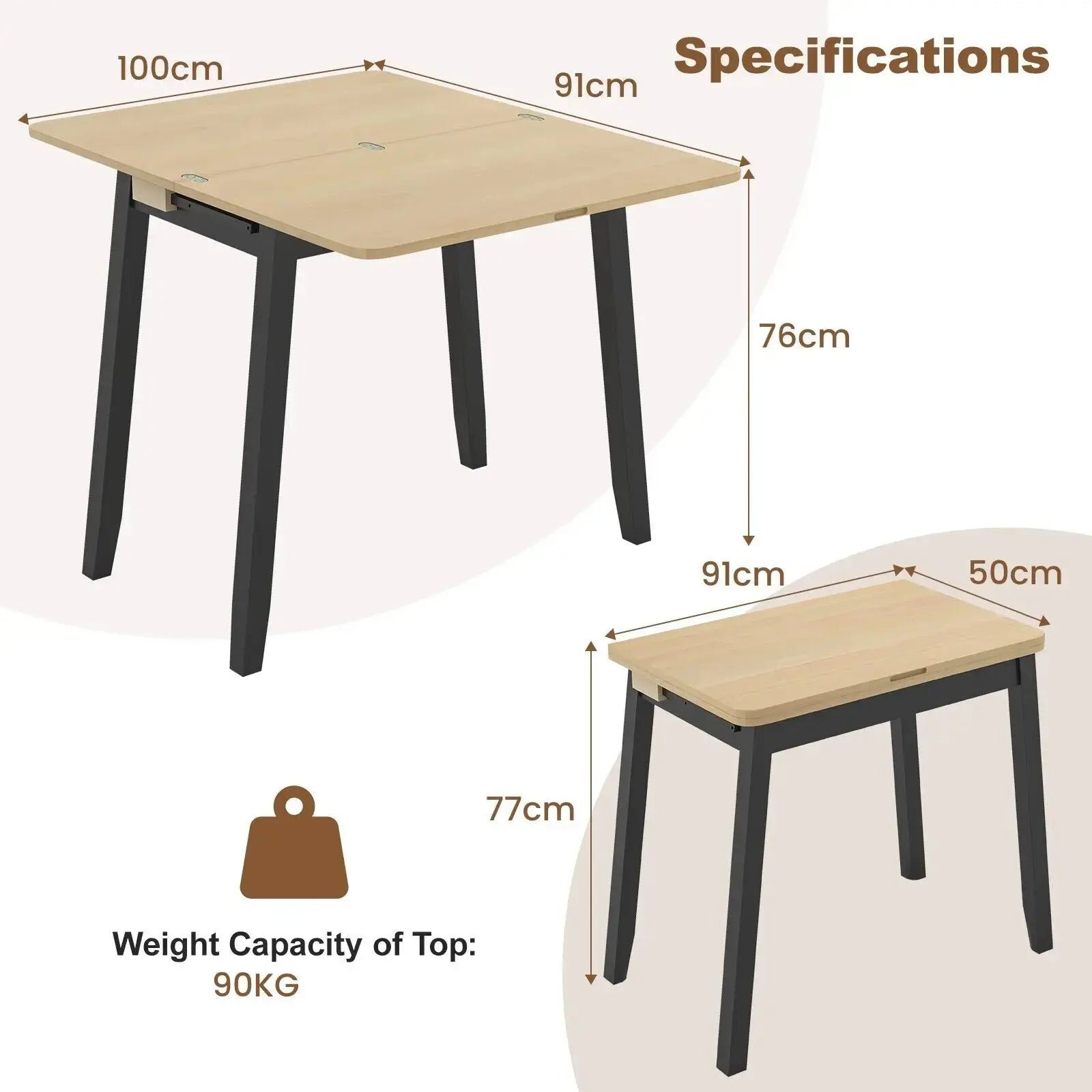 Extendable Folding Table Space-Saving Furnish Wise