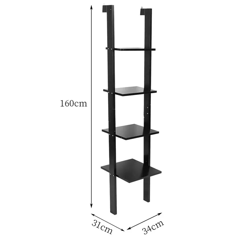 4 Tier Wall Storage Display Shelf, Black Furnish Wise