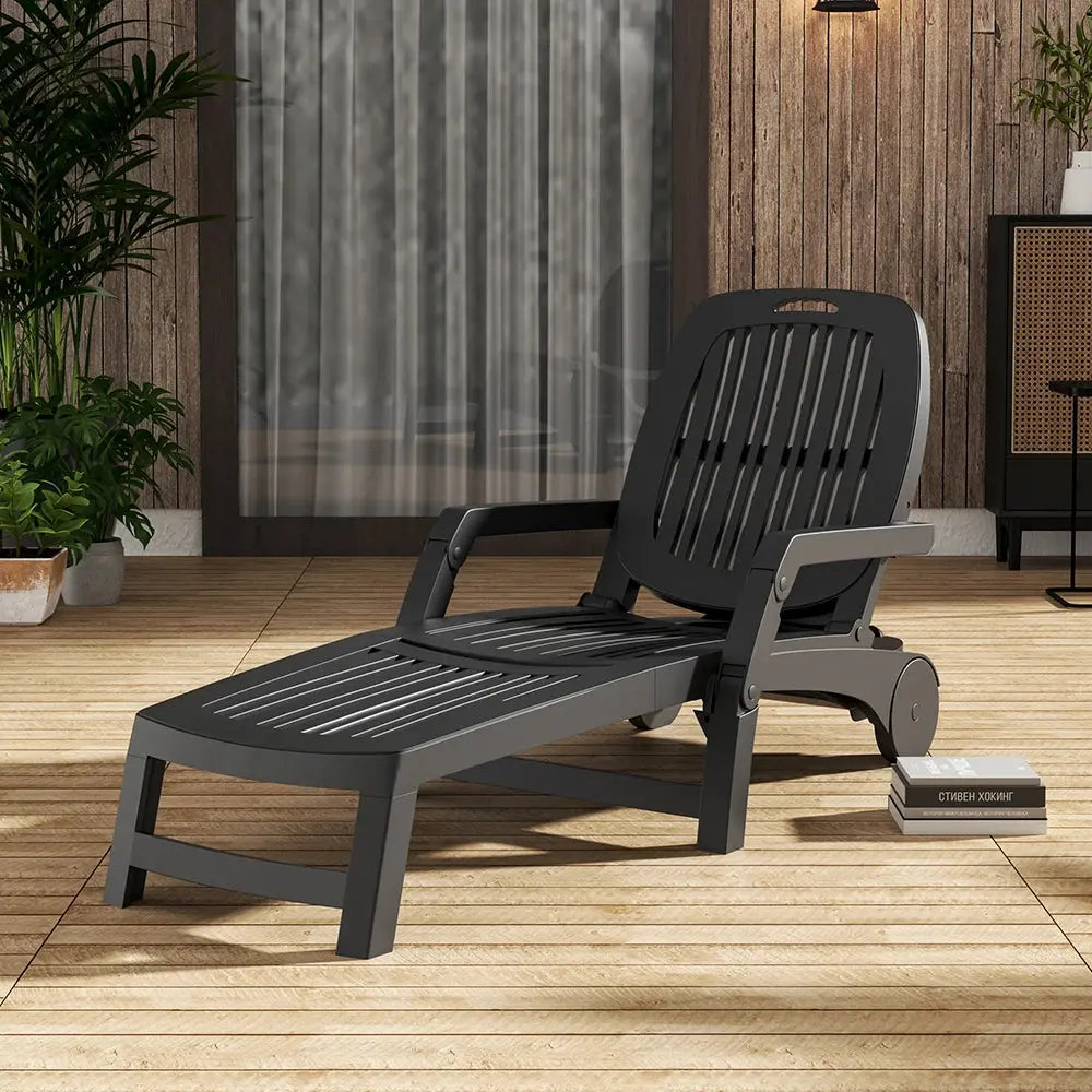 Outdoor Plastic Folding Leisure Chair with Wheels Furnish Wise