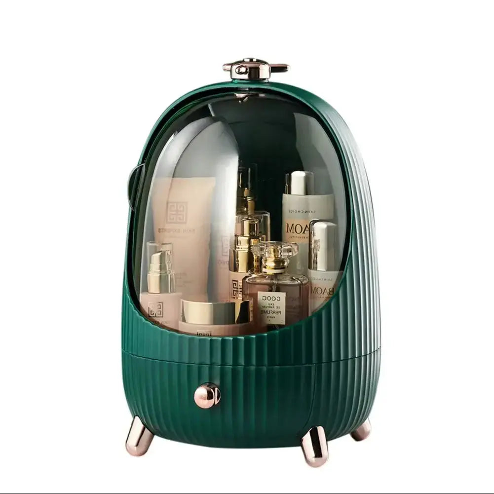 Green Dust-proof Makeup Organiser with LED Light