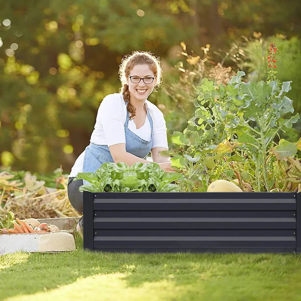 Galvanised Steel Square Raised Garden Bed Planter Box