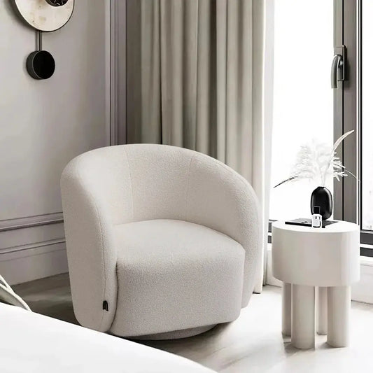 White Swivel Tub Chair Upholstered Furnish Wise
