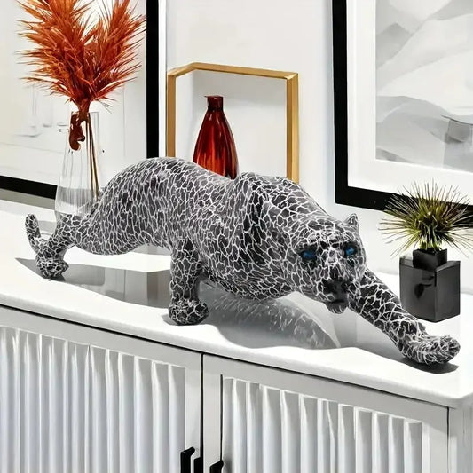 Resin Cheetah Fiugrine Modern Creative Leopard Decorative Sculpture Panther Statue Home Bar Living Room Study Room Decor Gift Furnish Wise