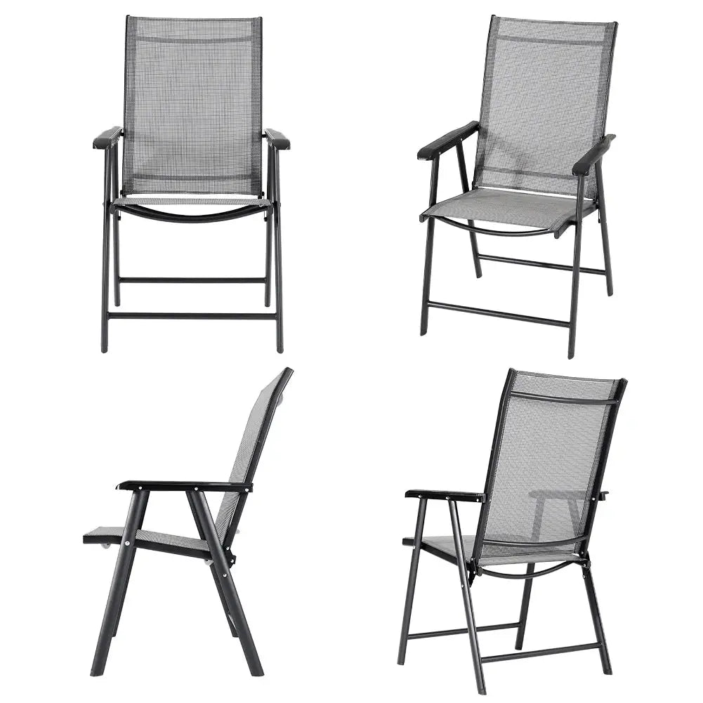 Set of 4 Black Garden Folding Chair Furnish Wise