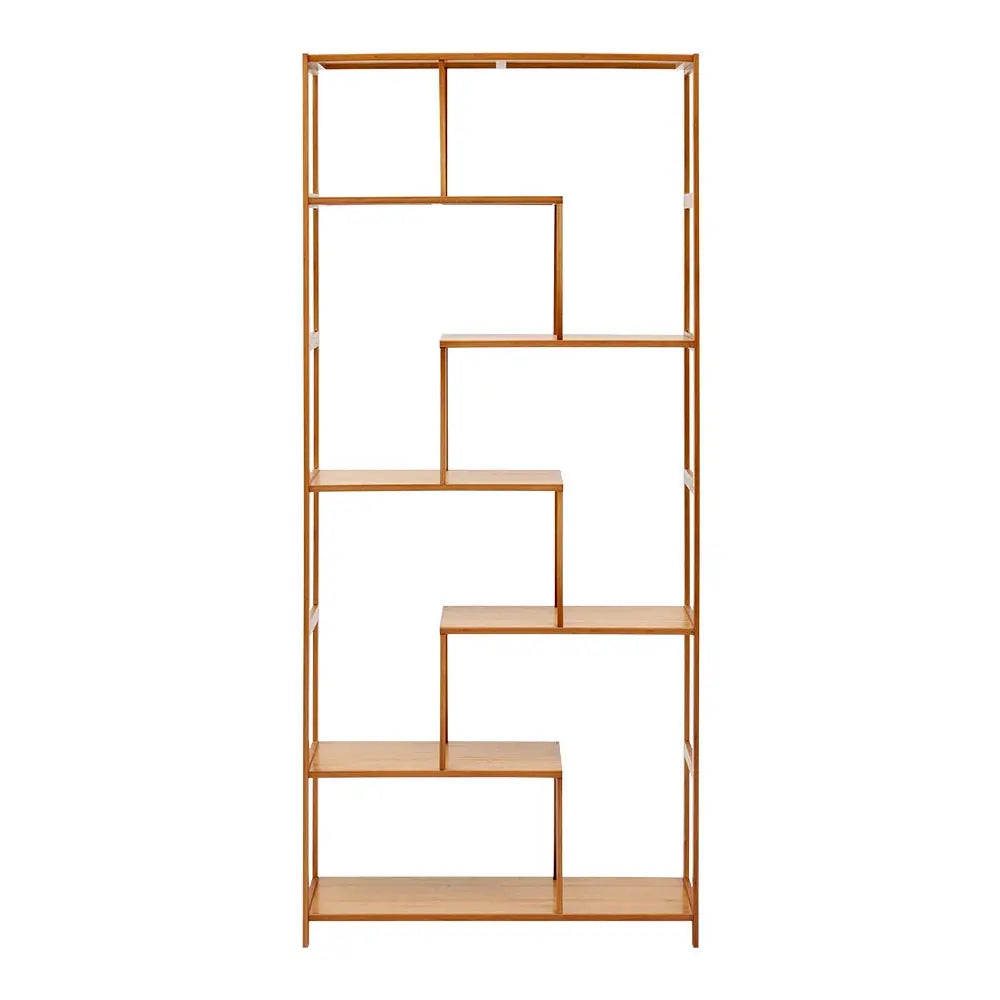 7-Tier Wooden Staggered Bookcase