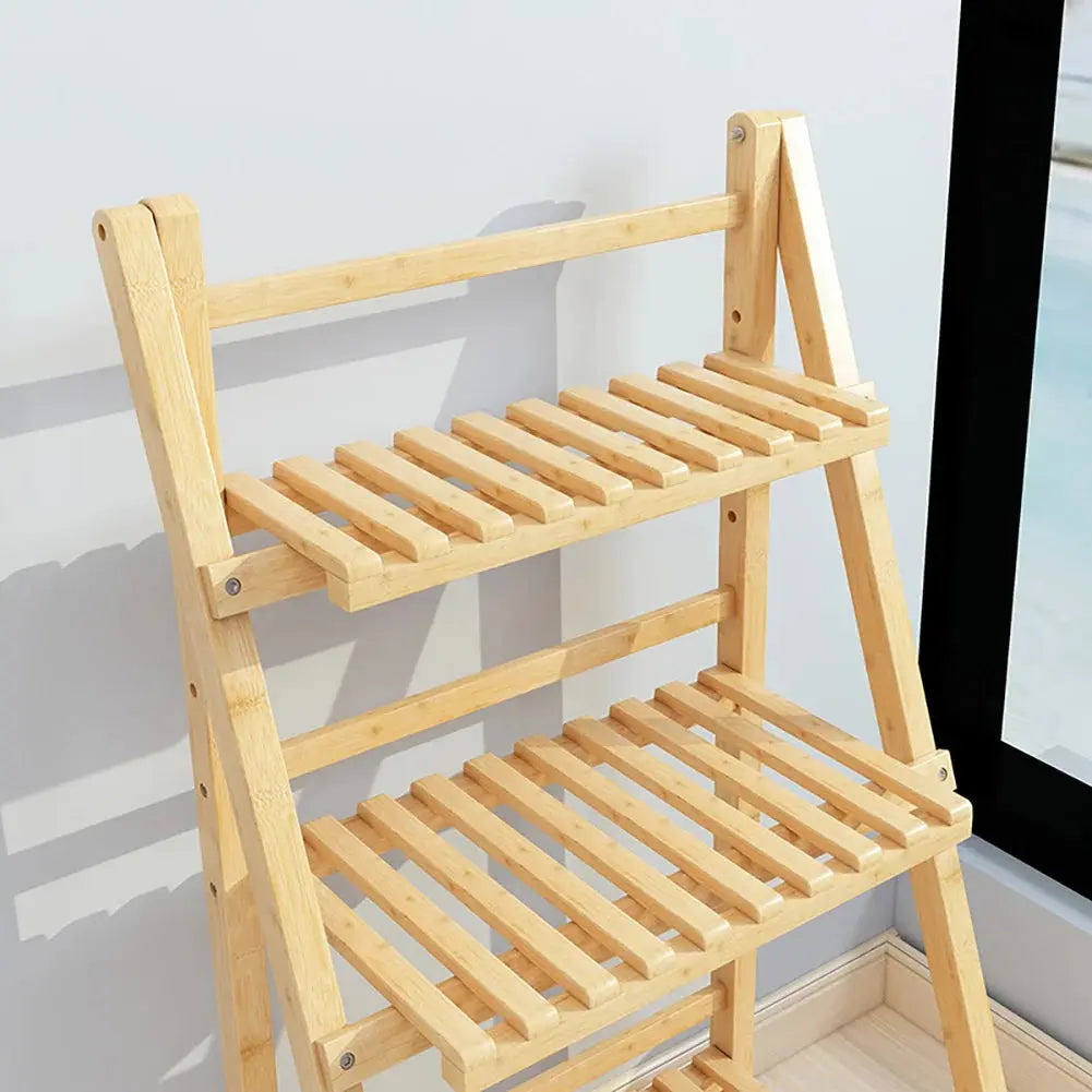 3 Tier Ladder Foldable Plant Pot Stand, Wood