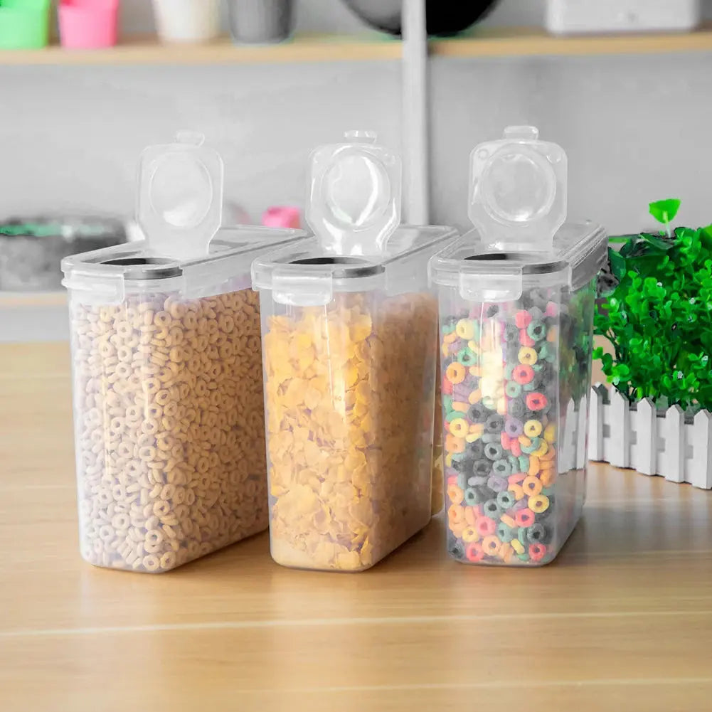 4Pcs 4L Plastic Dry Food Storage Container with Sealed Lid