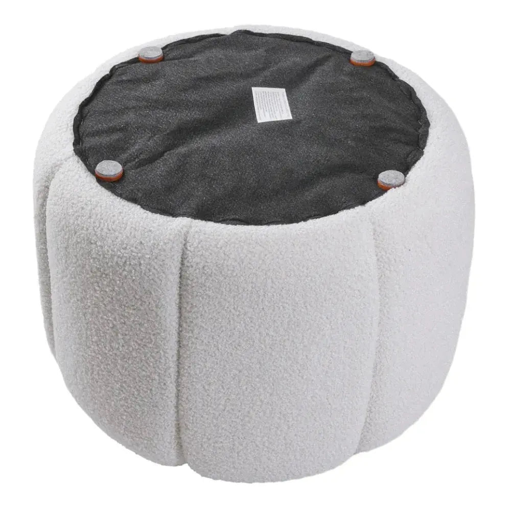 Round Shape Teddy Fabric Multifunctional Household Footstool