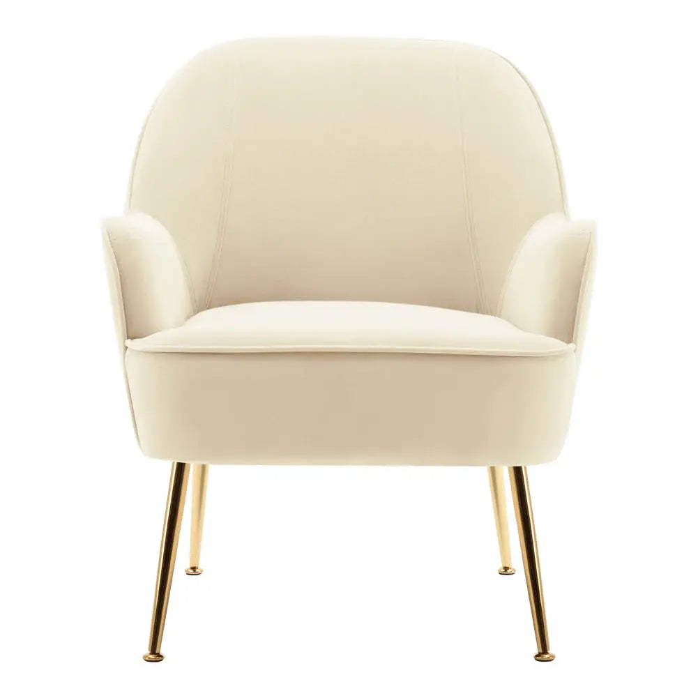 Contemporary Upholstered Comfy Armchair with Gold-Plated Feet