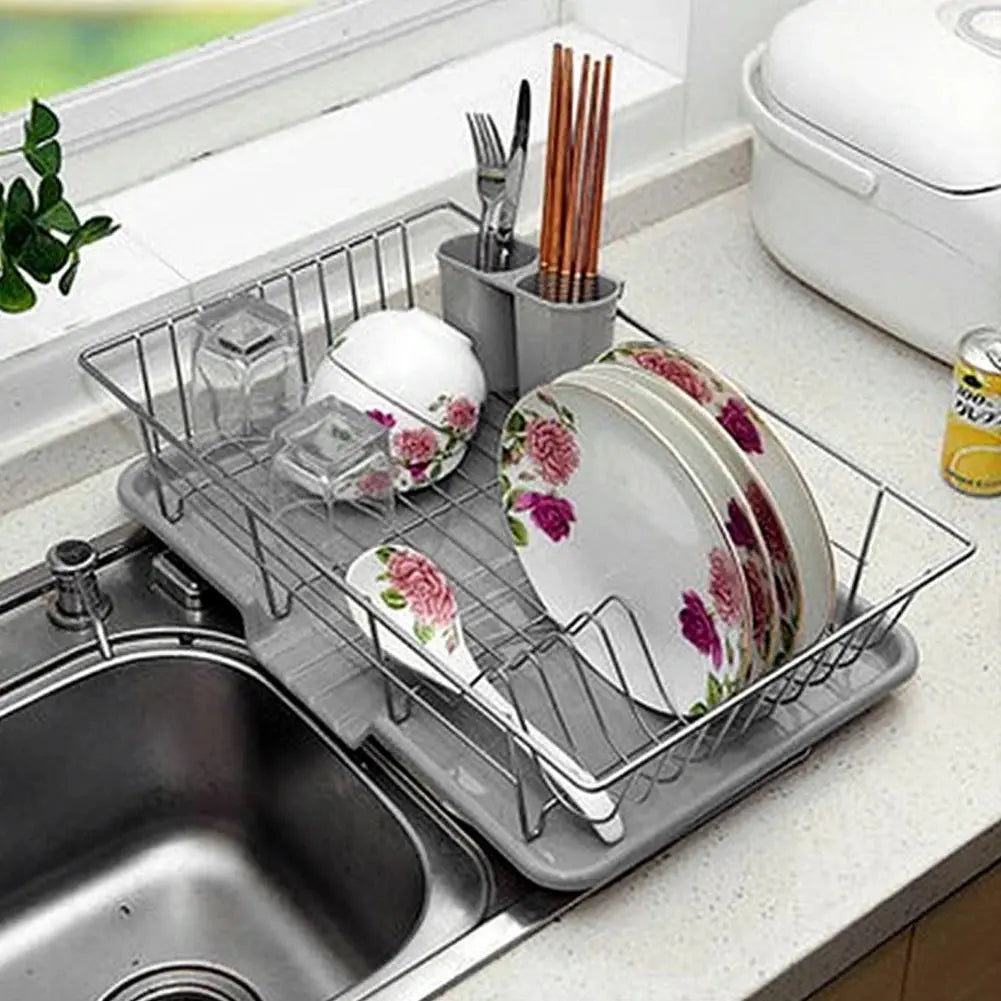 Metal Dish Drying Rack Dish Drainer Rack with a Removable Tray