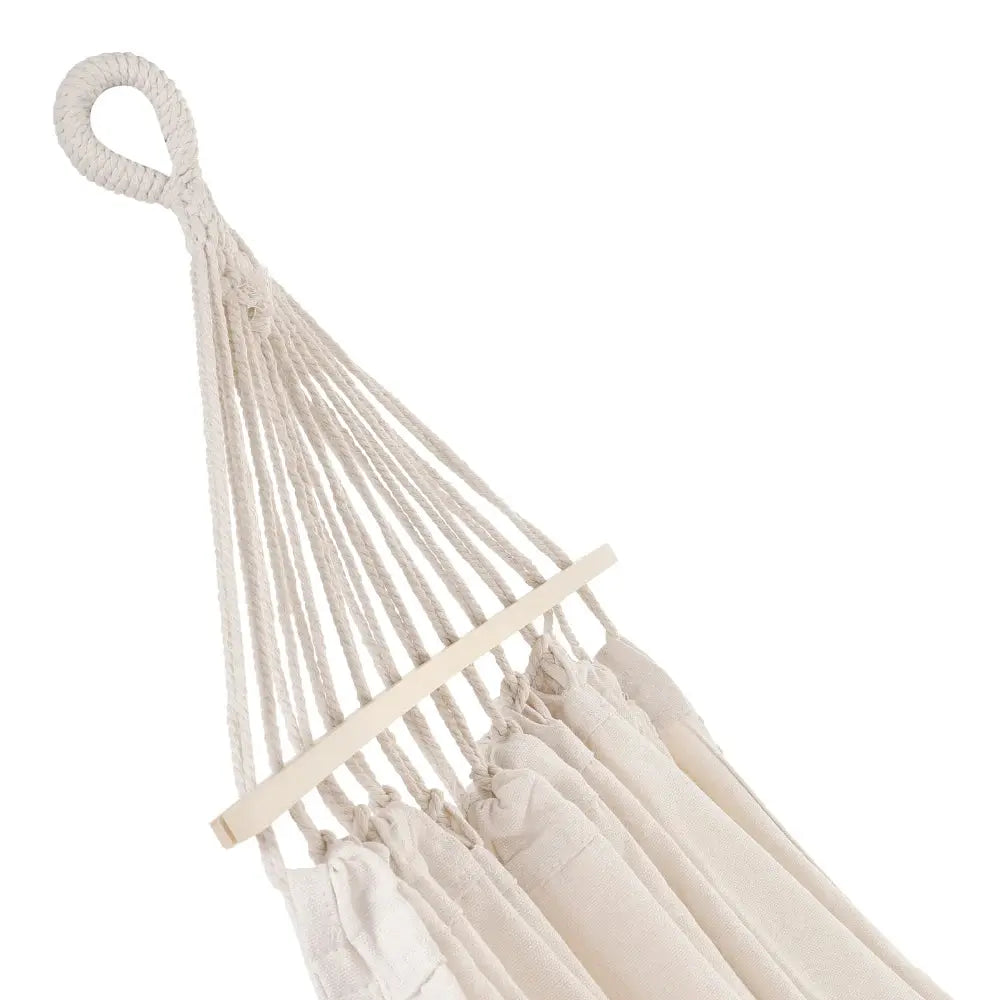 2 Person Beige Camping High Load Bearing Hammock with Tassles