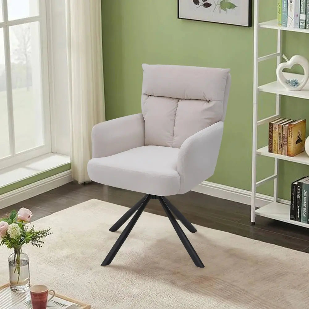 Upholstered Swivel Armchair with Black Legs