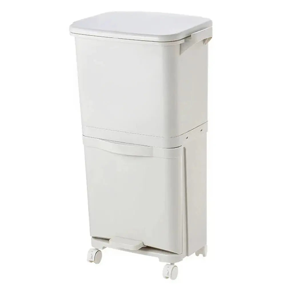 38L Double Compartment Trash Can with 4 Casters