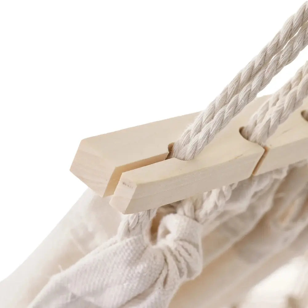 2 Person Beige Camping High Load Bearing Hammock with Tassles