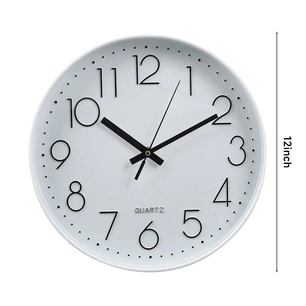 12 Inch Non-Ticking Battery Operated Wall Clock Furnish Wise