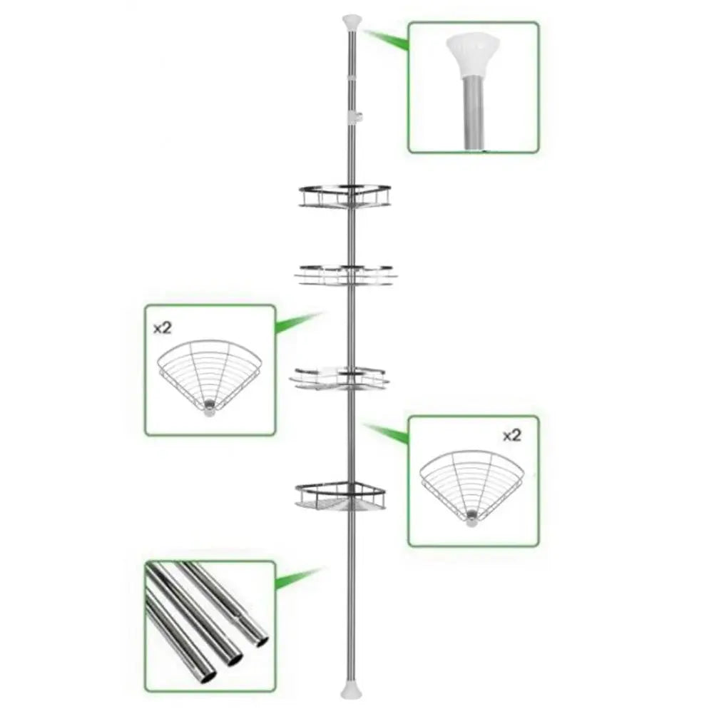 4 Tier Telescopic Bathroom Corner Shelf Shower Organizer Caddy