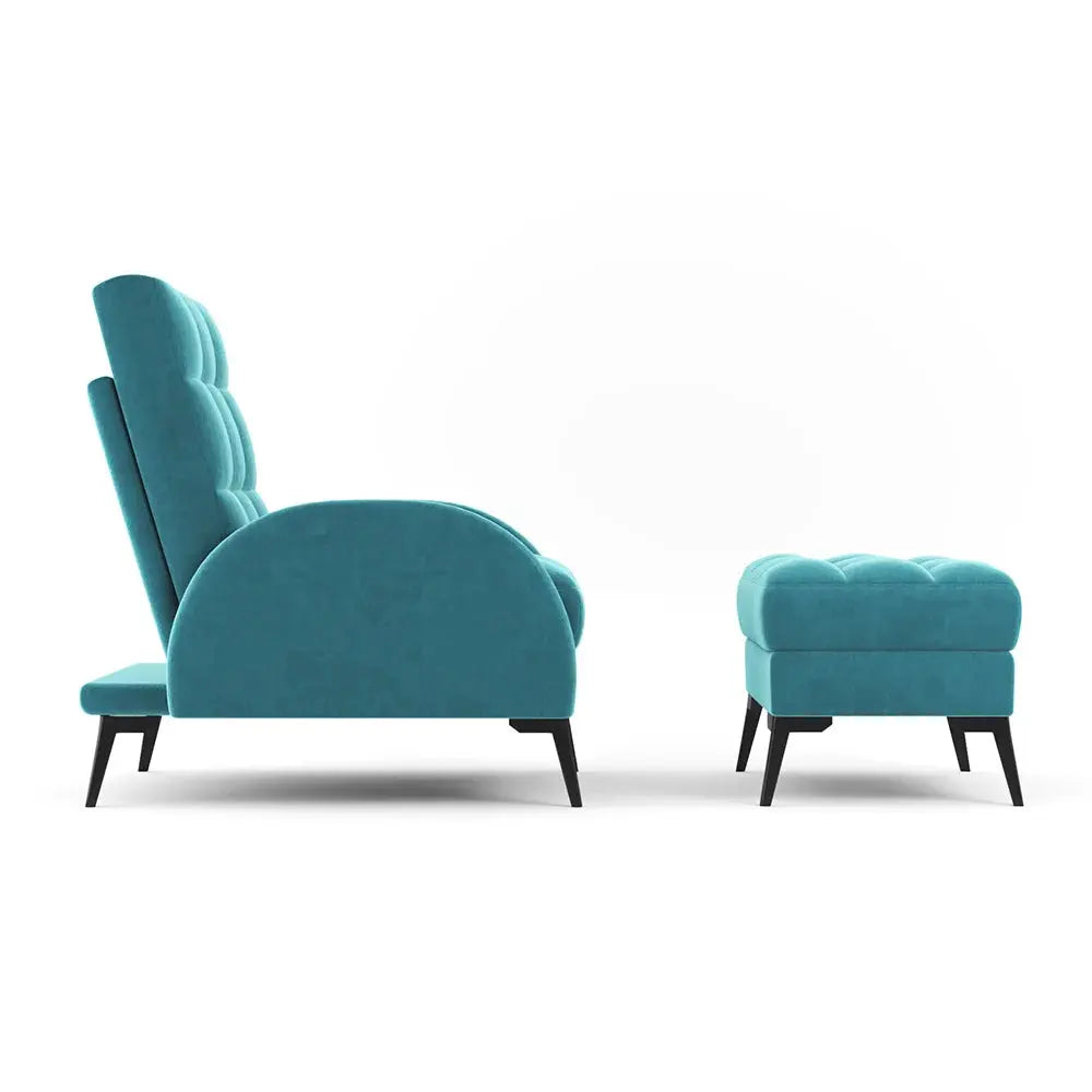 Green Frosted Velvet Recliner Armchair with Thickened Footstool