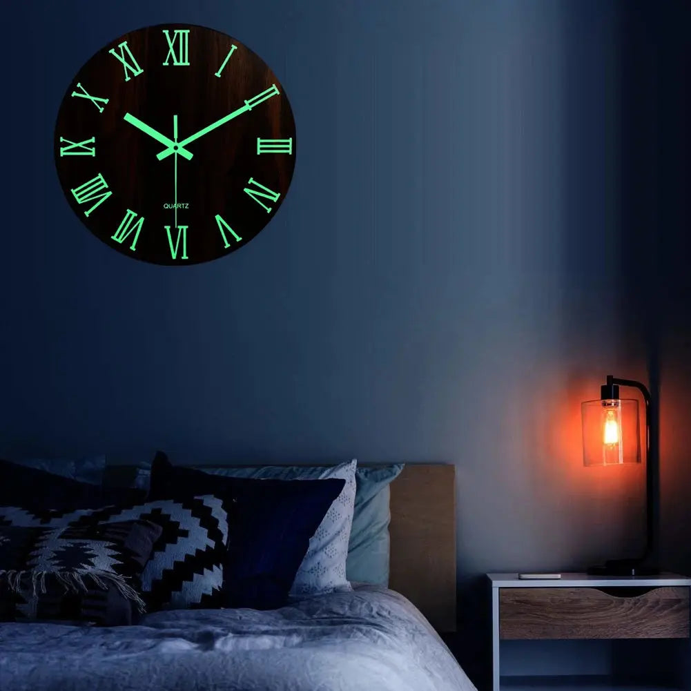 Modern Luminous Wooden Silent Wall Clock Furnish Wise