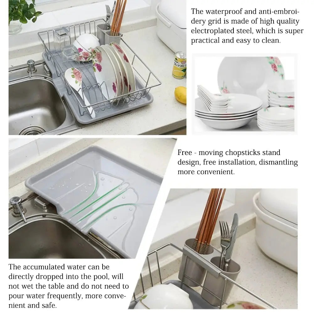 Metal Dish Drying Rack Dish Drainer Rack with a Removable Tray