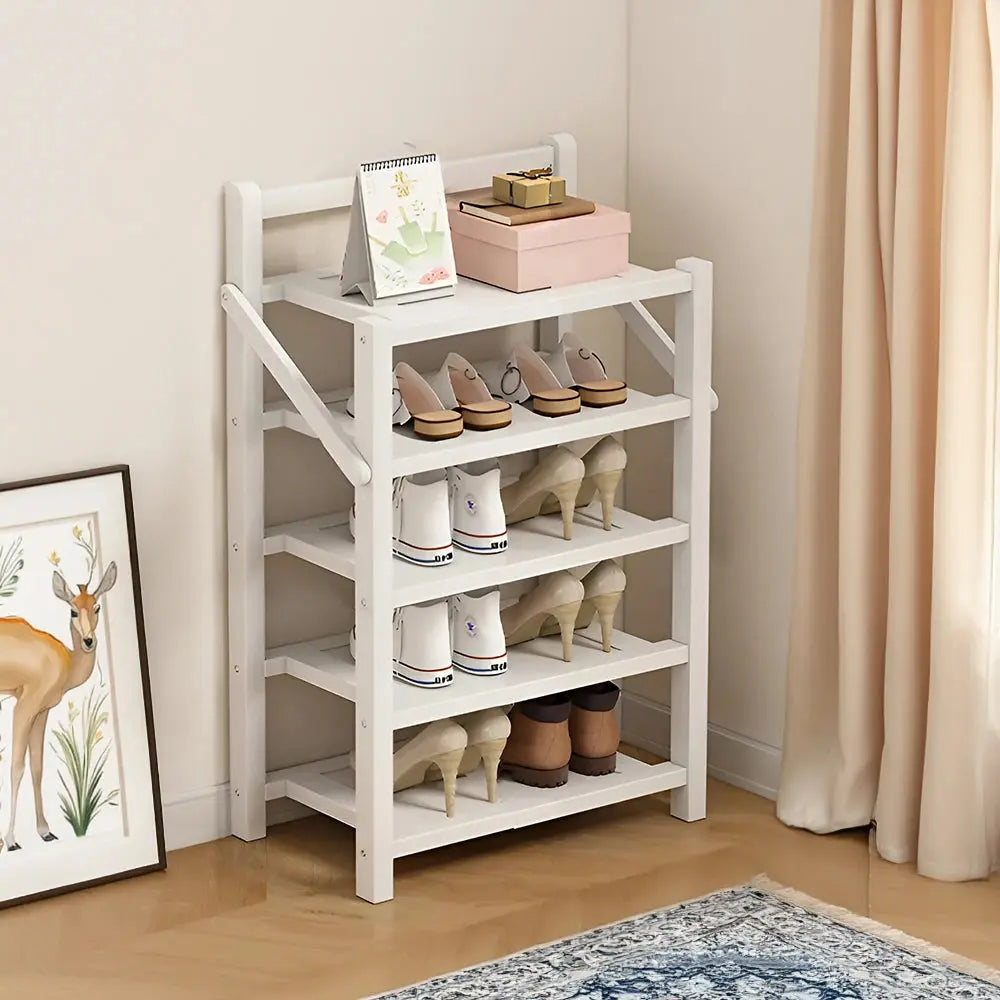 Foldable 5-Tier Bamboo Shoe Rack